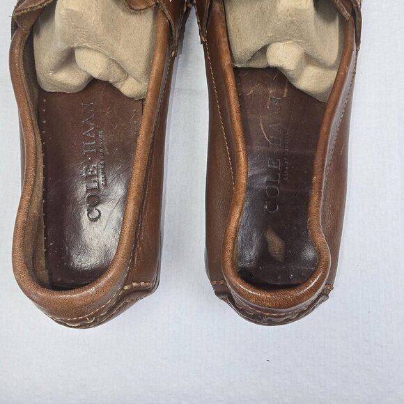 COLE HAAN BROWN LEATHER SLIP ON LOAFERS MENS SIZE 8 GOOD USED CONDITION - Picture 7 of 8